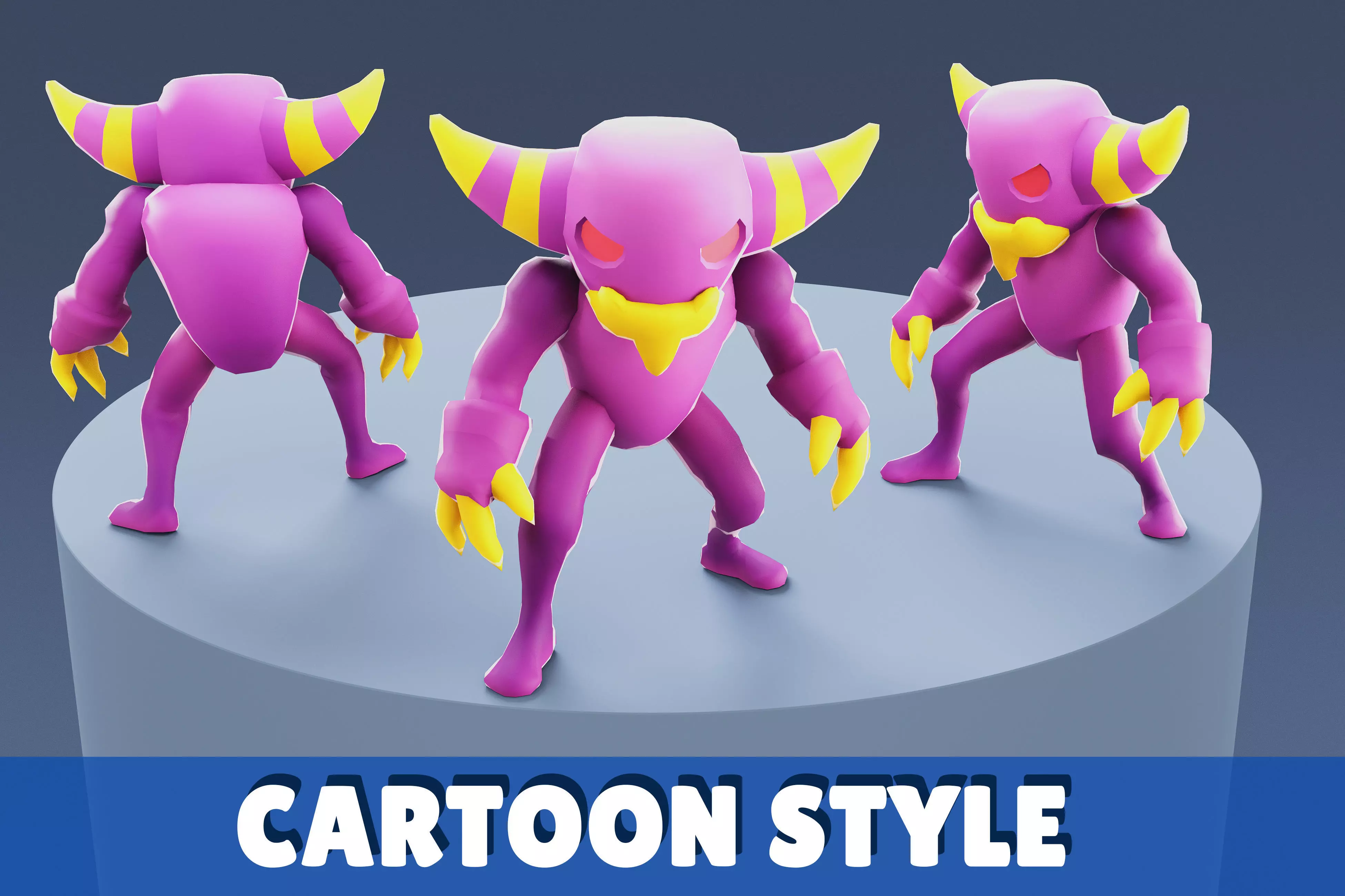 Cartoon Characters - Medium Devil Warrior Low-poly 3D model_0