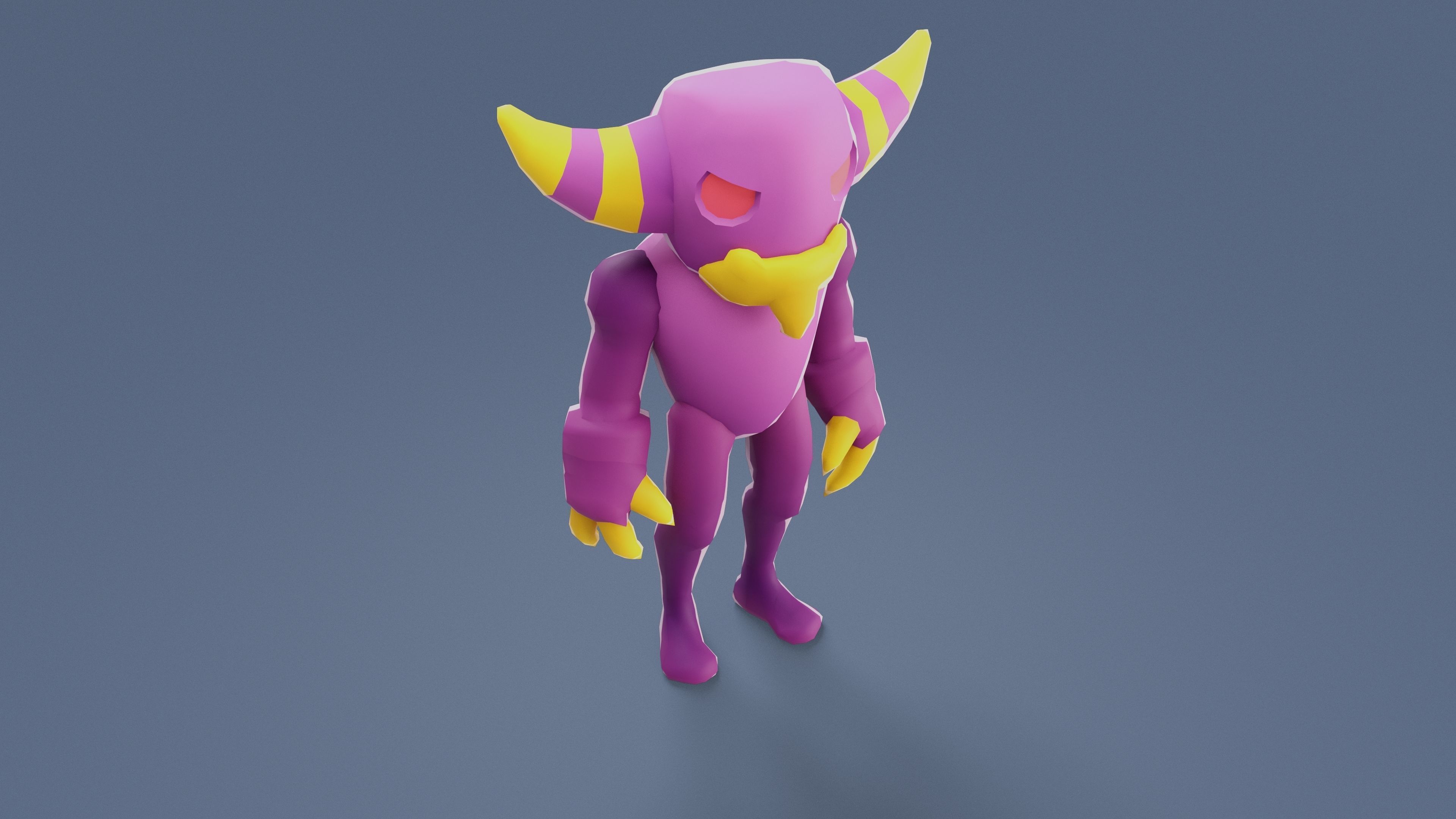 Cartoon Characters - Medium Devil Warrior Low-poly 3D model_6