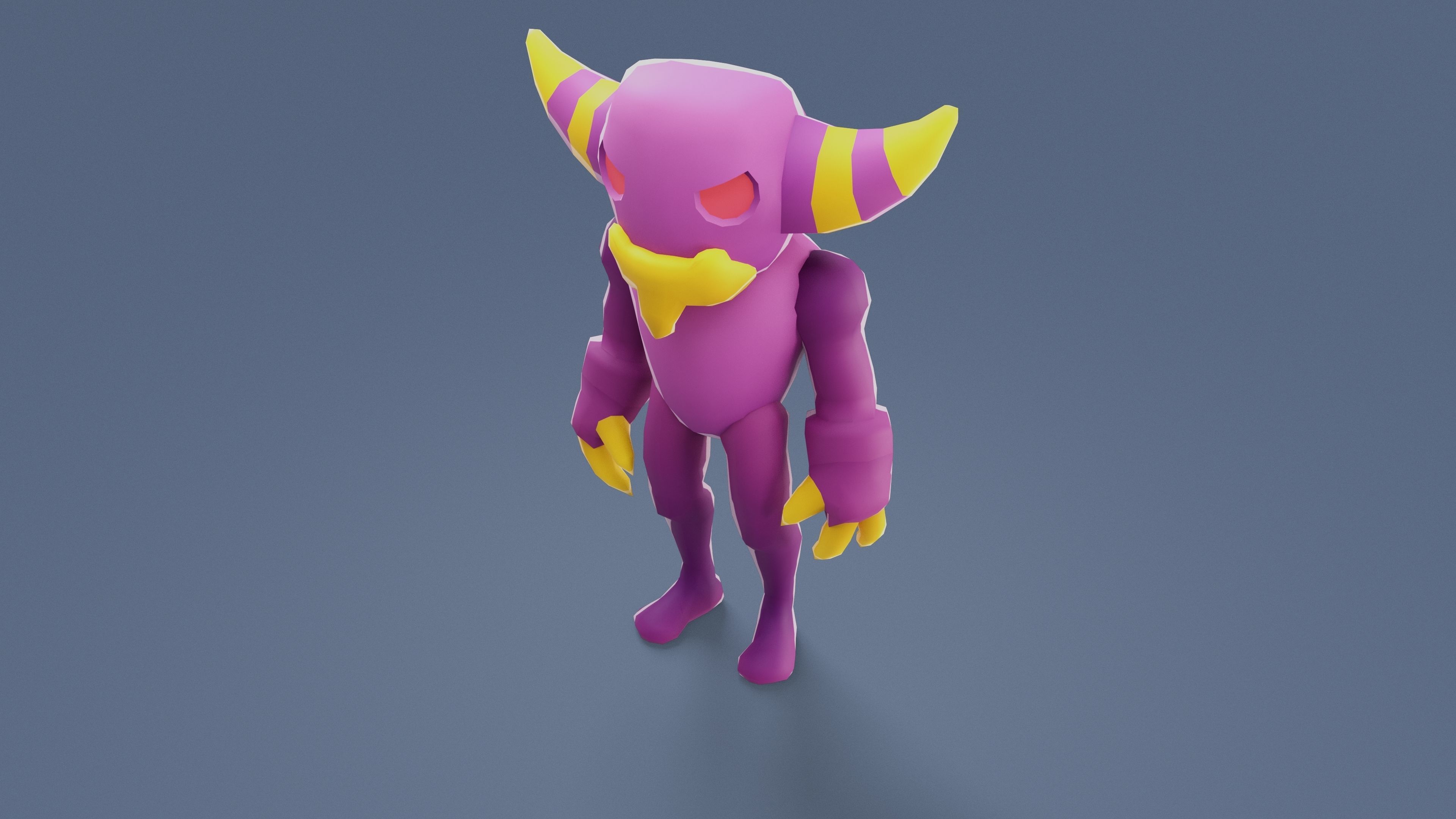 Cartoon Characters - Medium Devil Warrior Low-poly 3D model_2