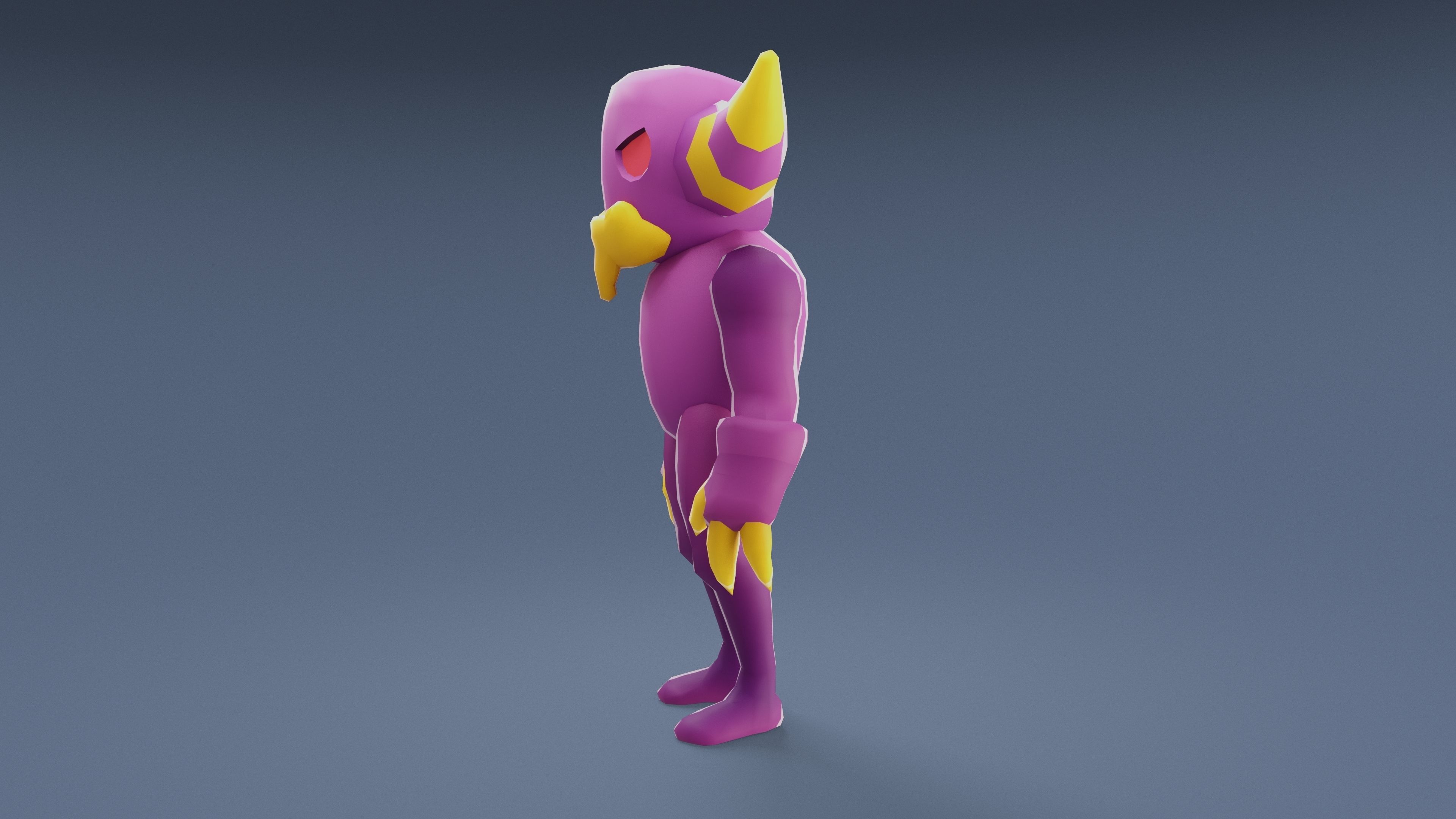 Cartoon Characters - Medium Devil Warrior Low-poly 3D model_8