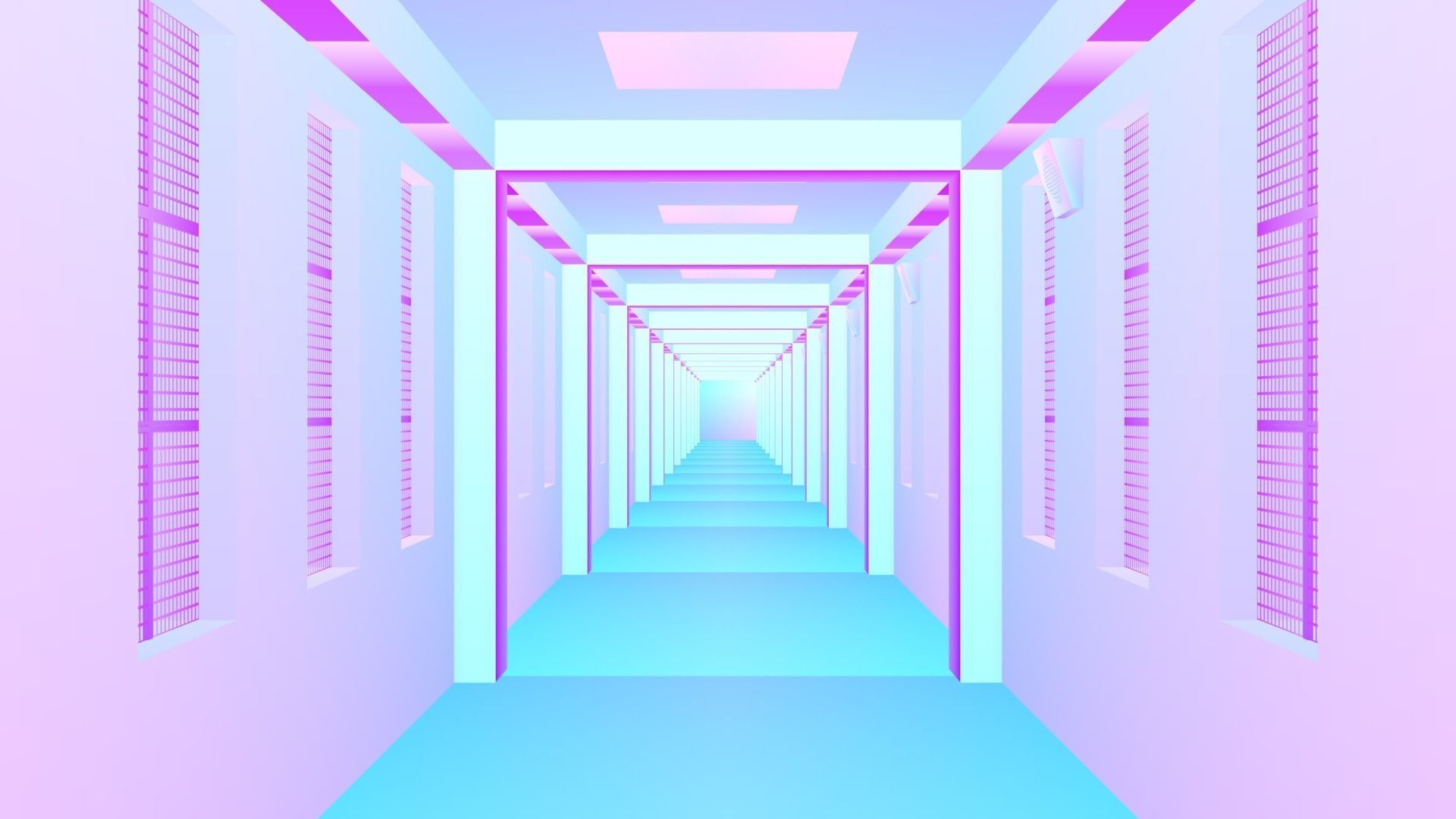 Hospital  Hall Way- corridor - Empty Hall way Low-poly 3D model_6