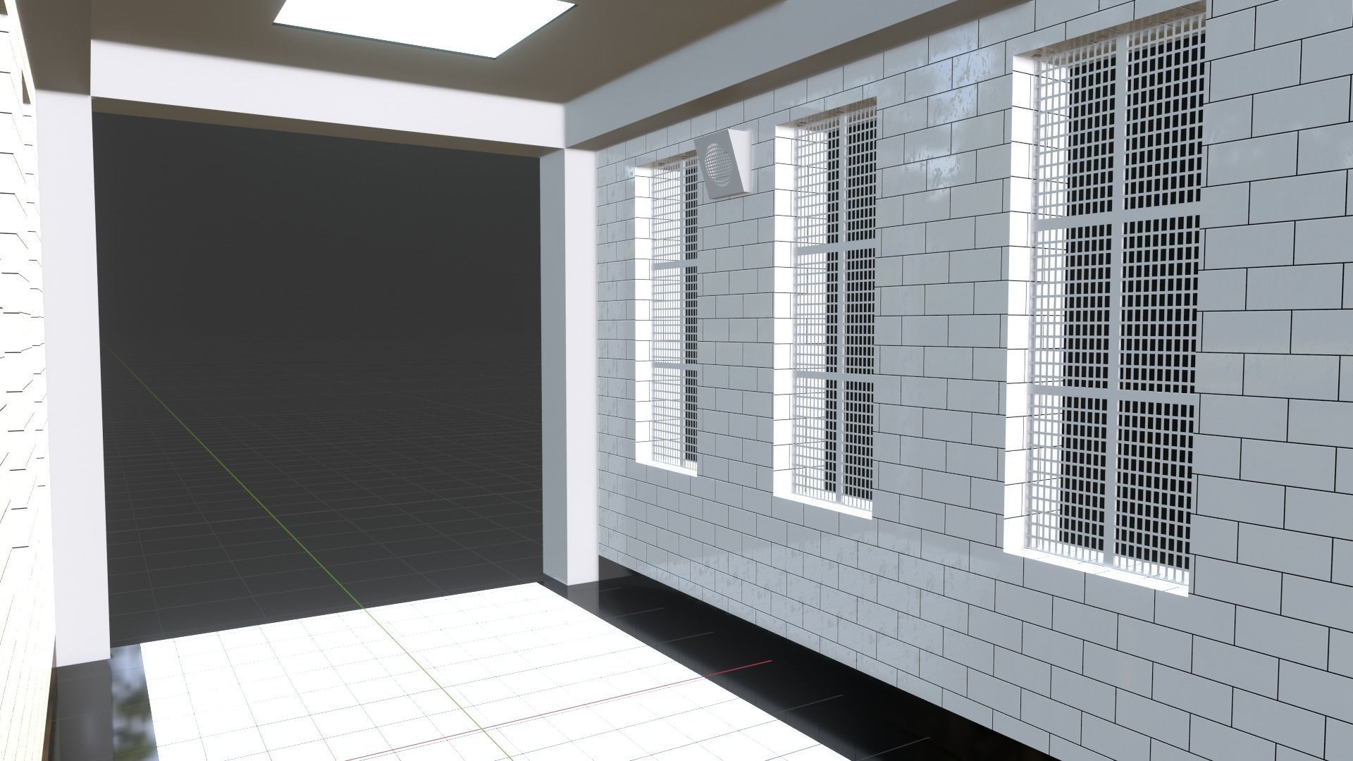 Hospital  Hall Way- corridor - Empty Hall way Low-poly 3D model_2