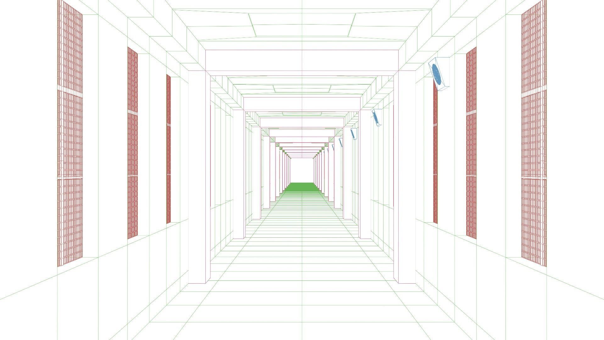 Hospital  Hall Way- corridor - Empty Hall way Low-poly 3D model_10