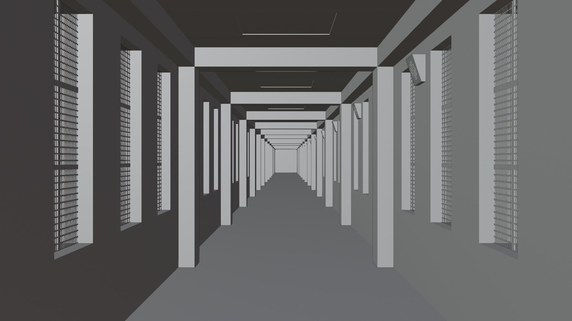 Hospital  Hall Way- corridor - Empty Hall way Low-poly 3D model_9