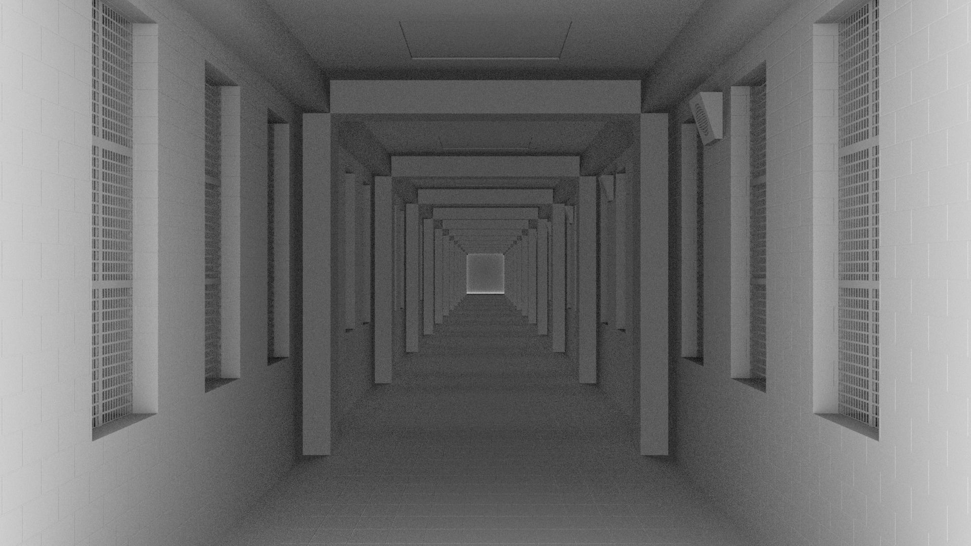 Hospital  Hall Way- corridor - Empty Hall way Low-poly 3D model_8