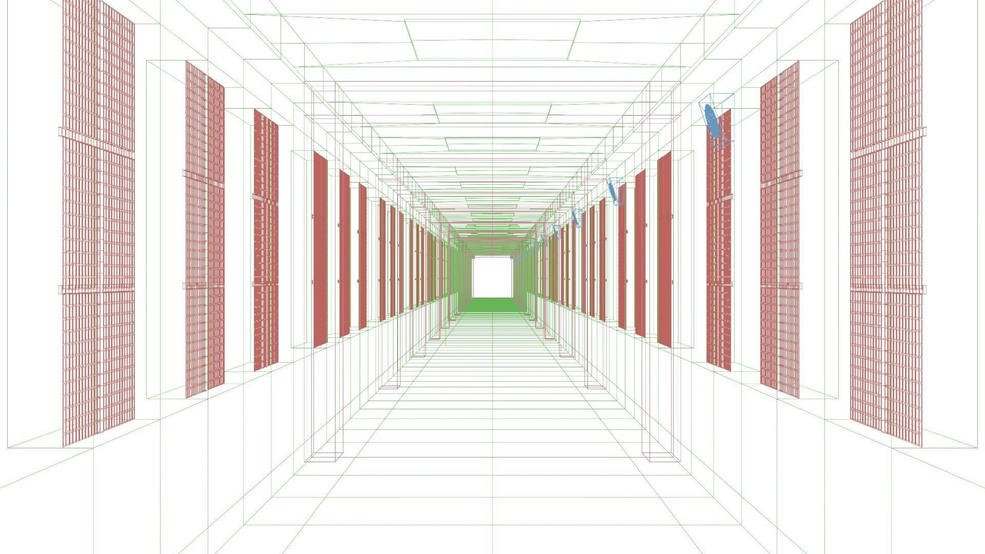 Hospital  Hall Way- corridor - Empty Hall way Low-poly 3D model_11