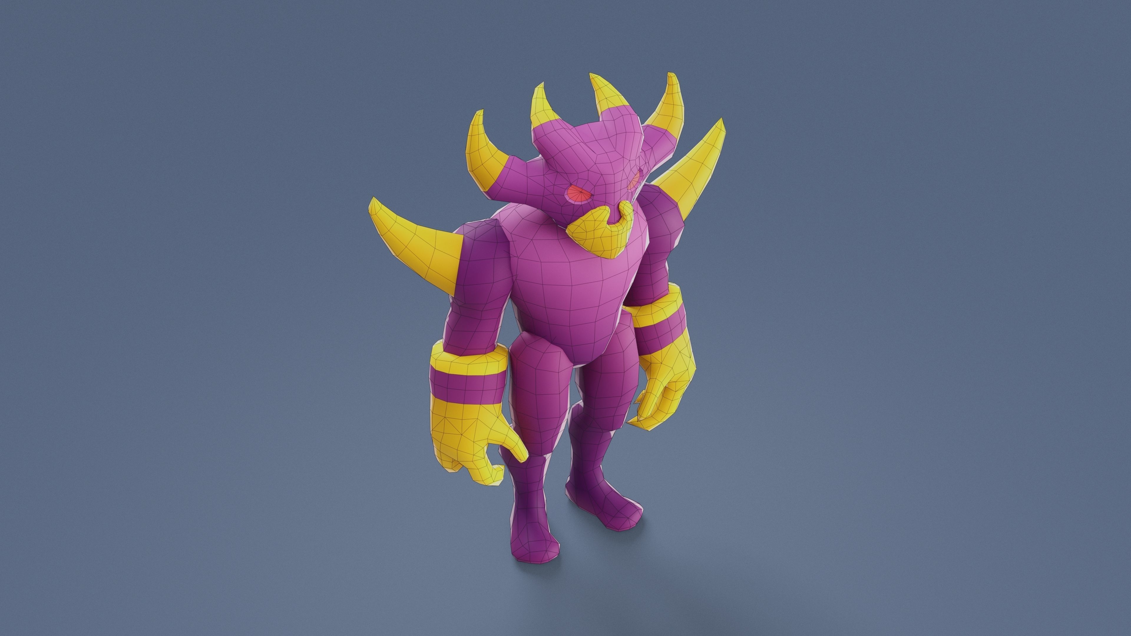 Cartoon Characters - Big Devil Warrior Low-poly 3D model_17