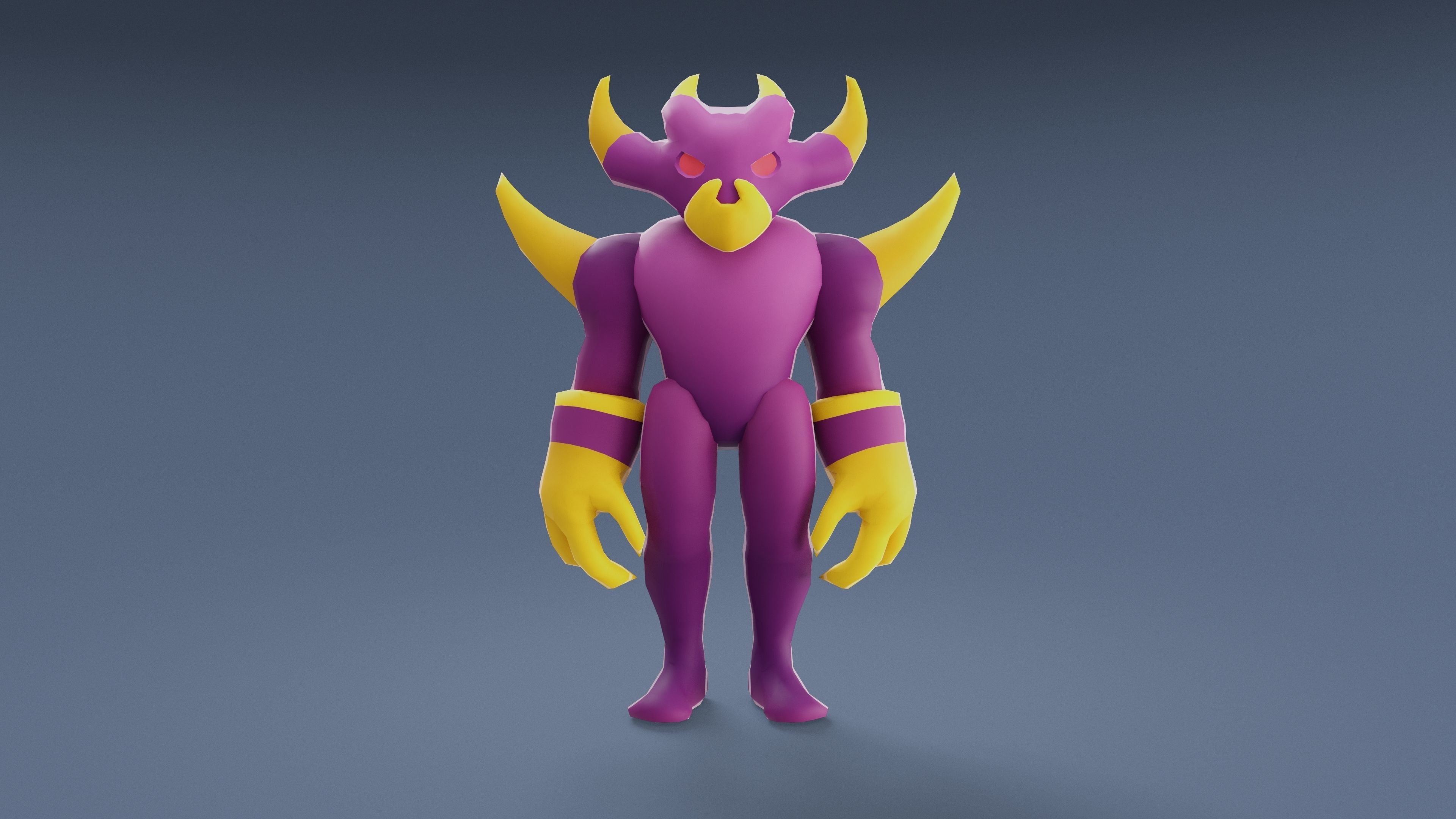 Cartoon Characters - Big Devil Warrior Low-poly 3D model_12
