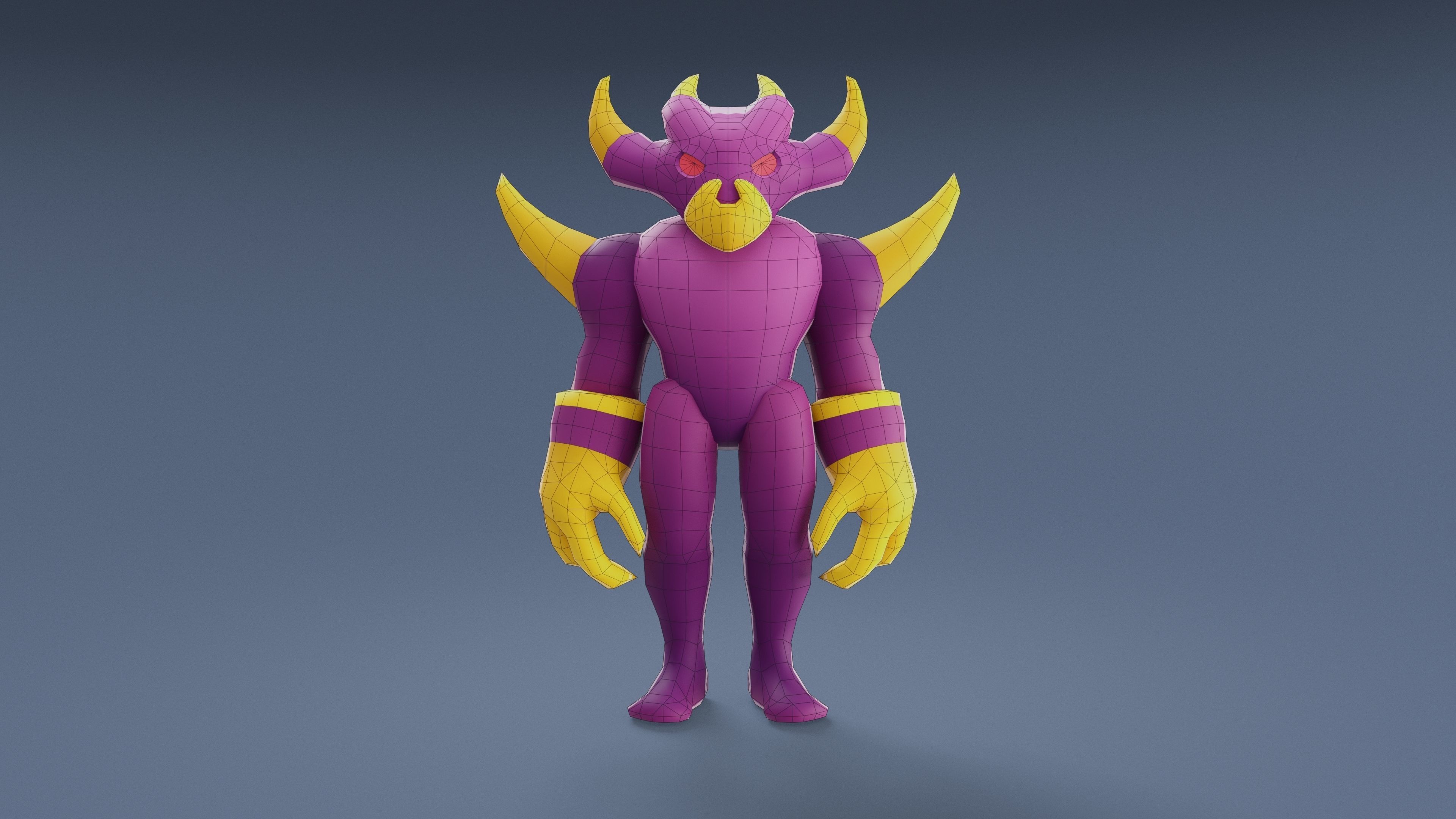 Cartoon Characters - Big Devil Warrior Low-poly 3D model_22