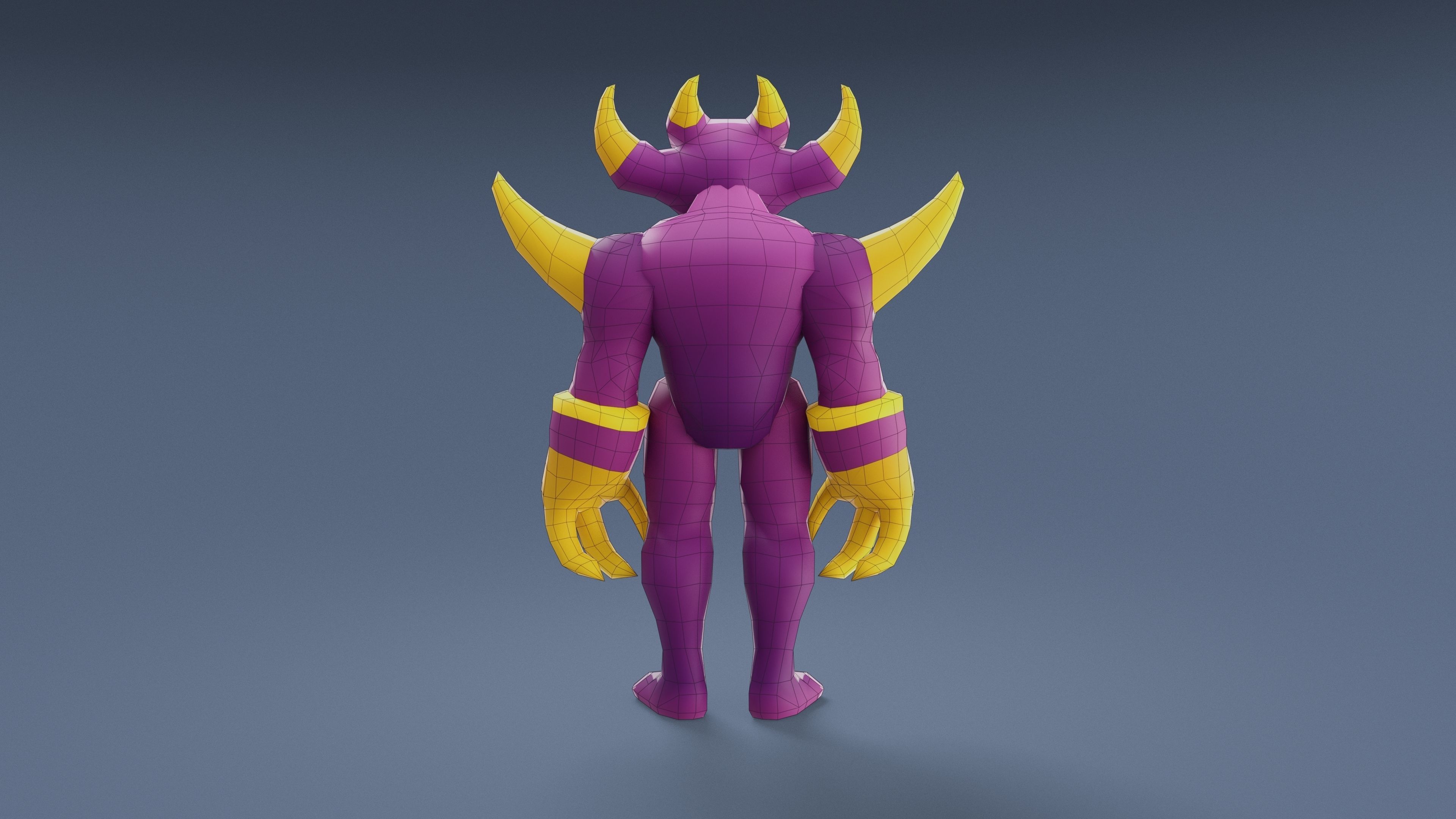 Cartoon Characters - Big Devil Warrior Low-poly 3D model_20