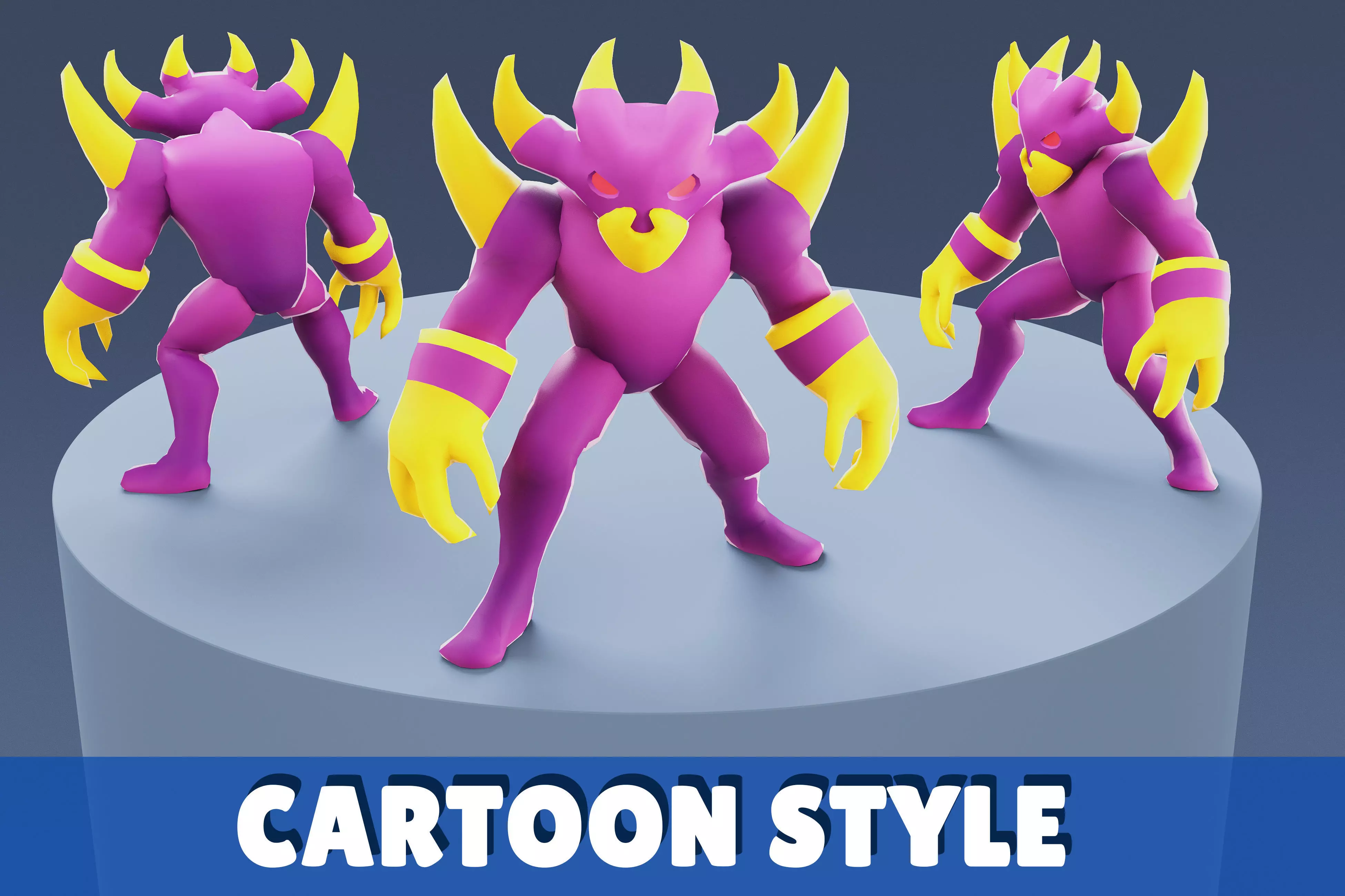 Cartoon Characters - Big Devil Warrior Low-poly 3D model_0