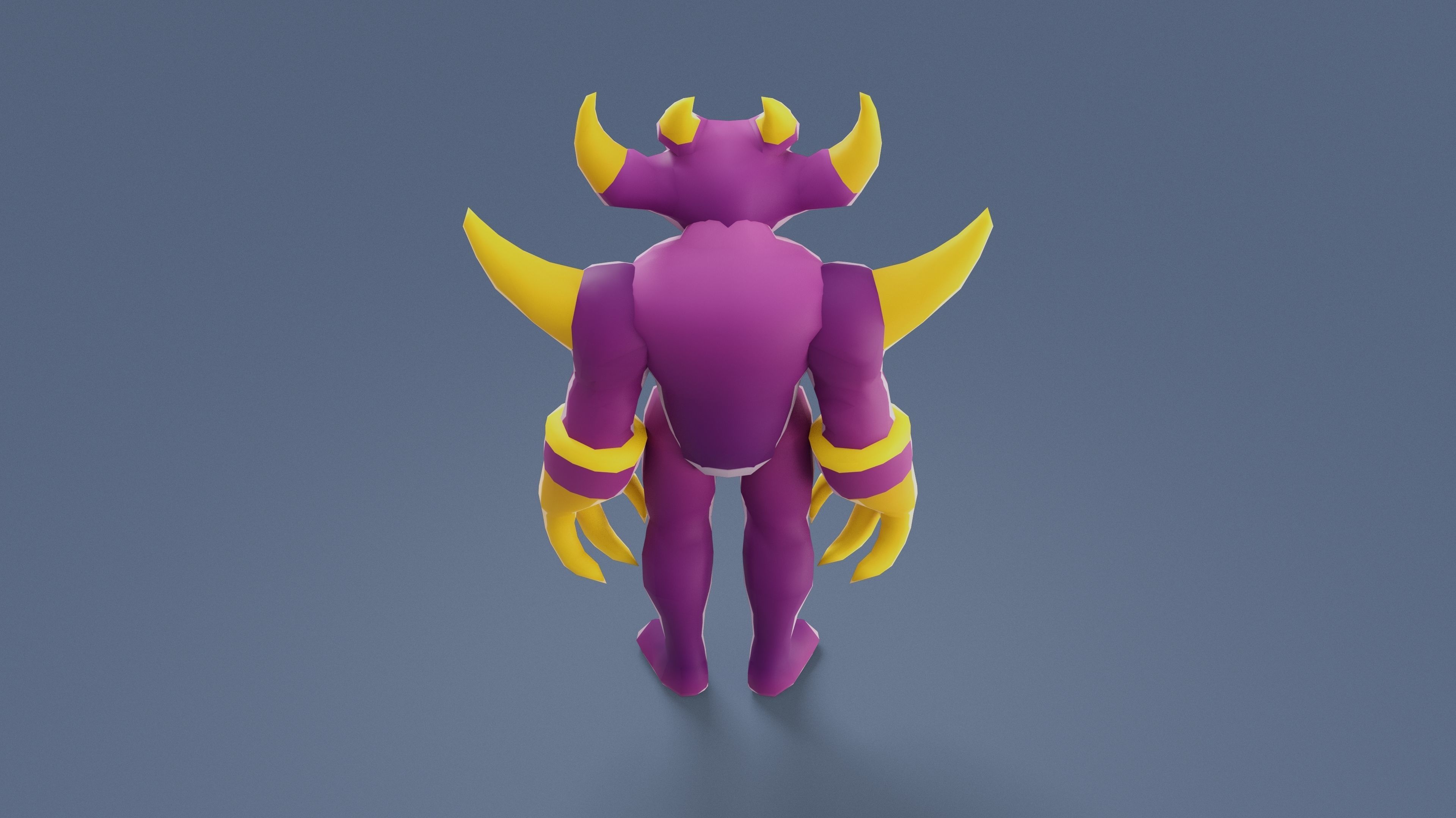 Cartoon Characters - Big Devil Warrior Low-poly 3D model_4
