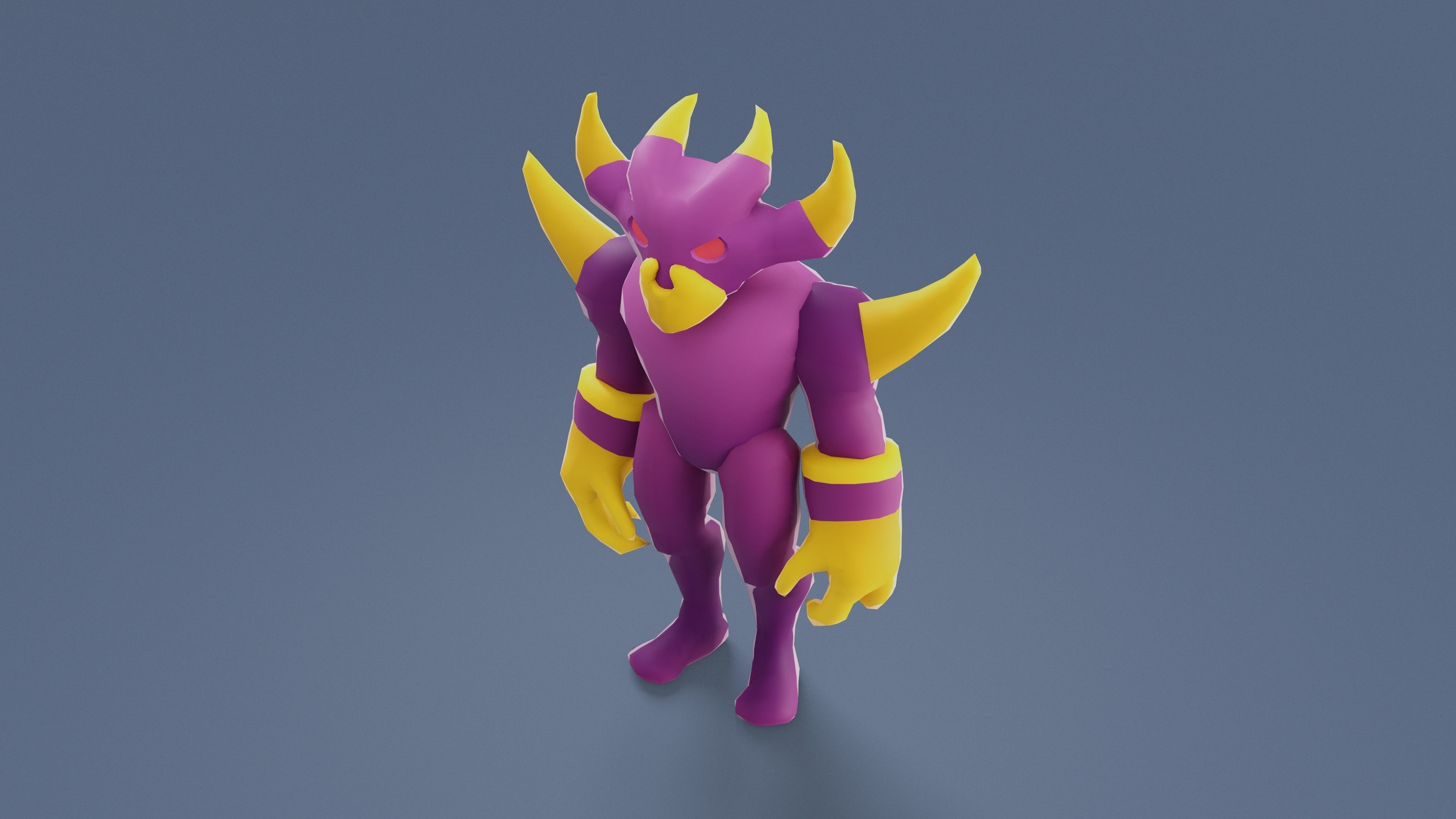 Cartoon Characters - Big Devil Warrior Low-poly 3D model_2