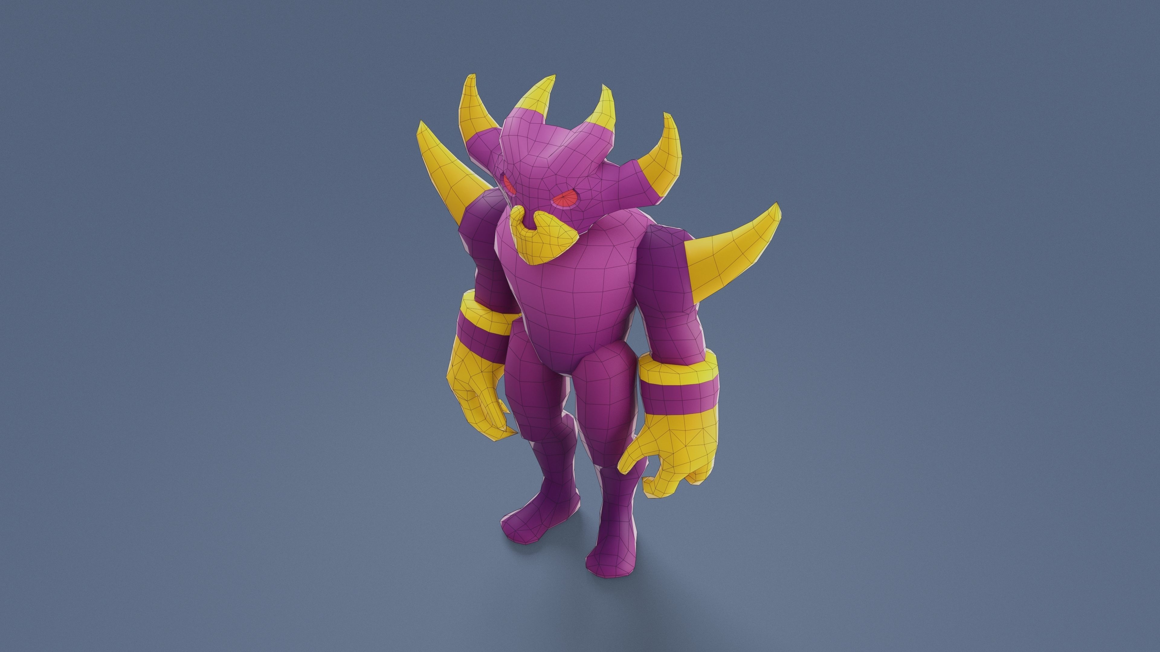 Cartoon Characters - Big Devil Warrior Low-poly 3D model_11
