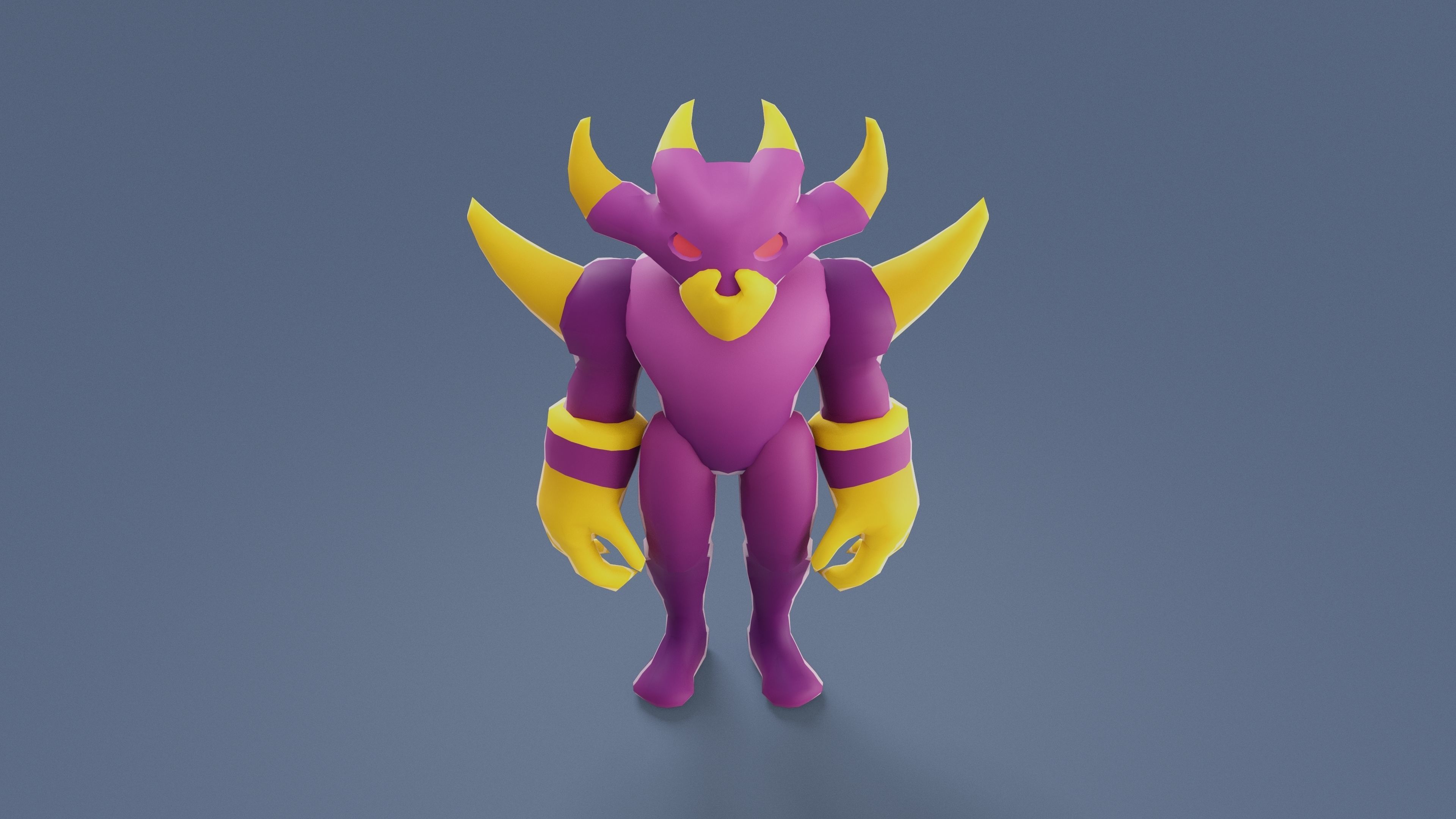 Cartoon Characters - Big Devil Warrior Low-poly 3D model_7