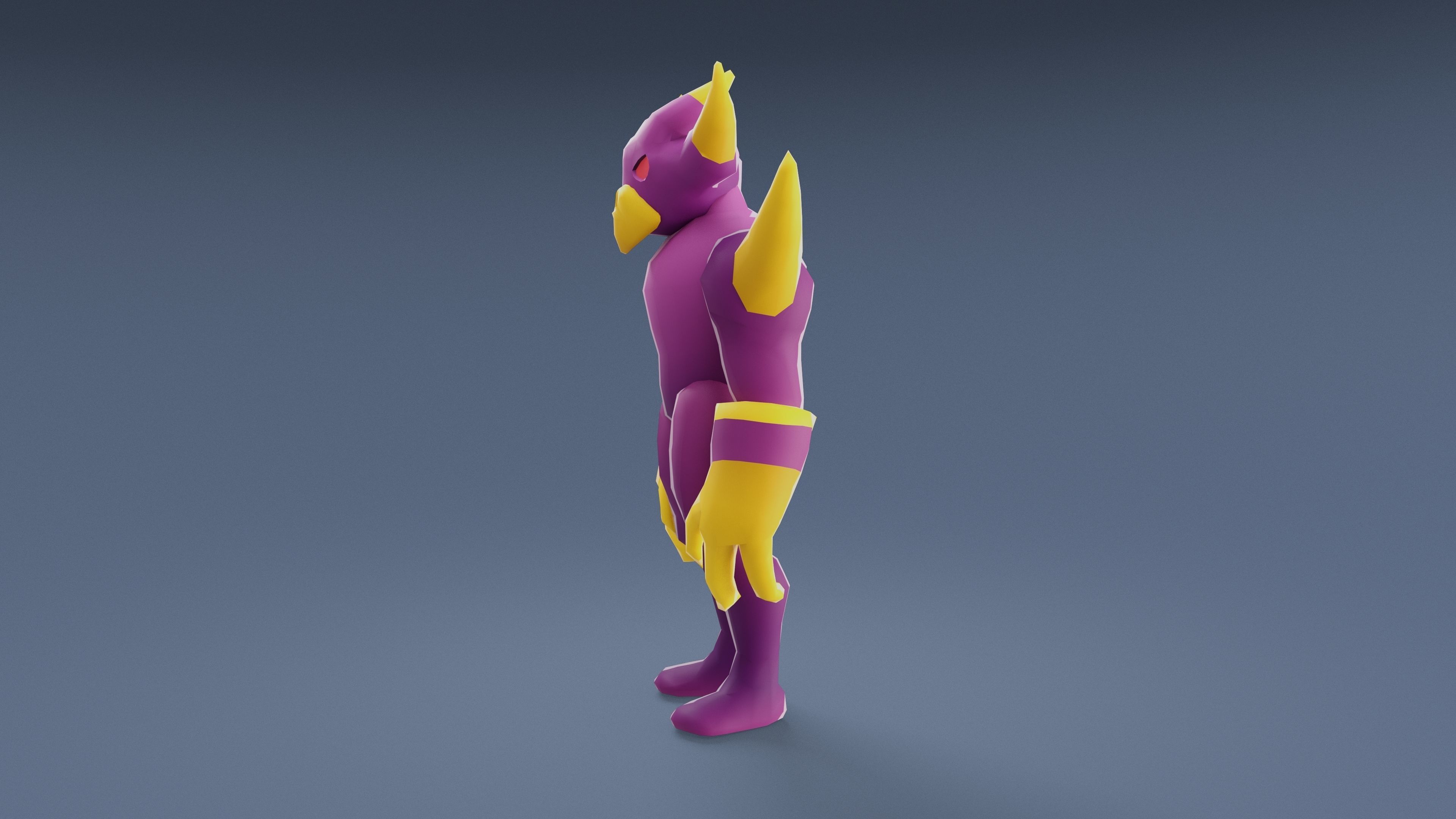 Cartoon Characters - Big Devil Warrior Low-poly 3D model_8