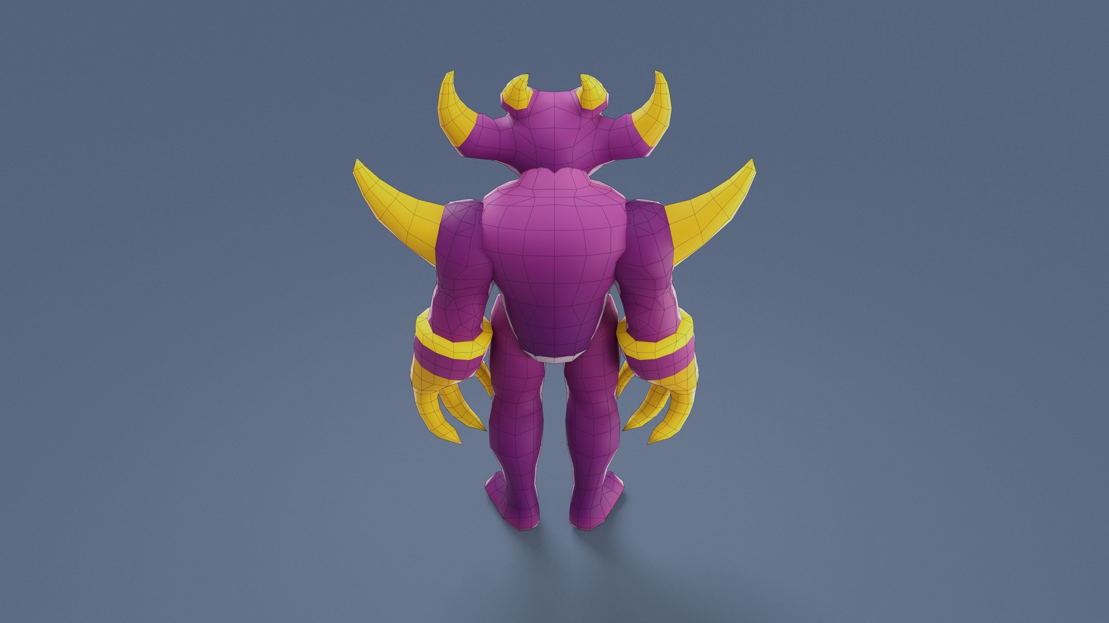 Cartoon Characters - Big Devil Warrior Low-poly 3D model_15