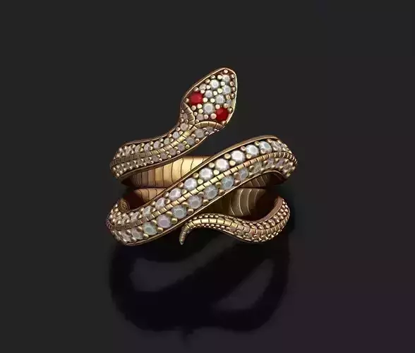 Snake ring with gems