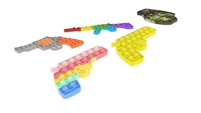 Weapons Pop It Fidget Toys Set 3D model