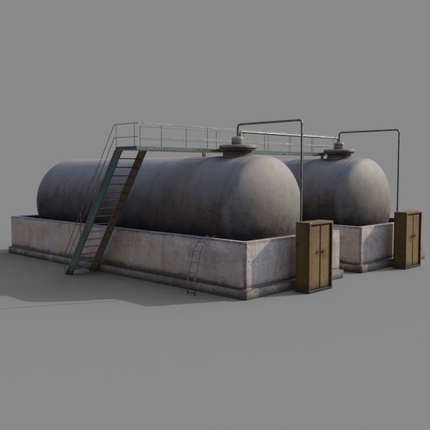 Diesel Refueling depot tank Free low-poly 3D model_7