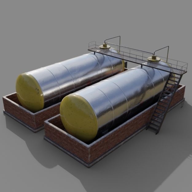 Diesel Refueling depot tank Free low-poly 3D model_6