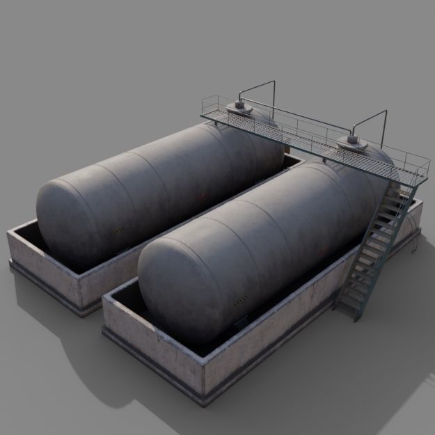 Diesel Refueling depot tank Free low-poly 3D model_8