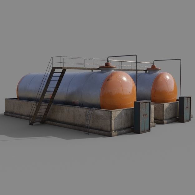 Diesel Refueling depot tank Free low-poly 3D model_1