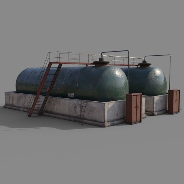 Diesel Refueling depot tank Free low-poly 3D model_4