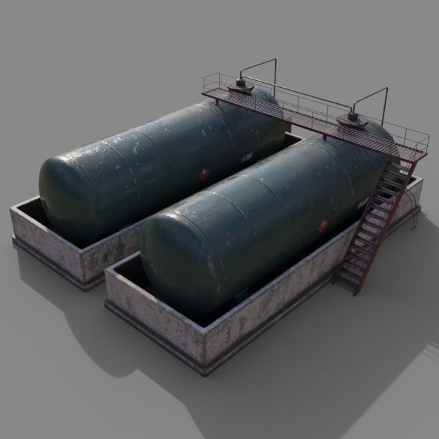 Diesel Refueling depot tank Free low-poly 3D model_3