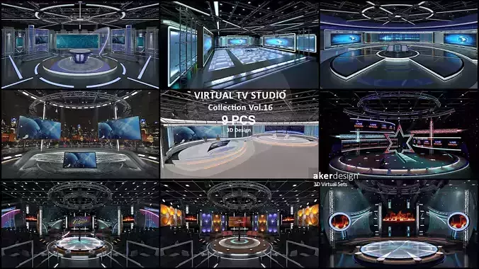 Virtual TV Studio Sets - Collection Vol 16 - 9 PCS DESIGN 