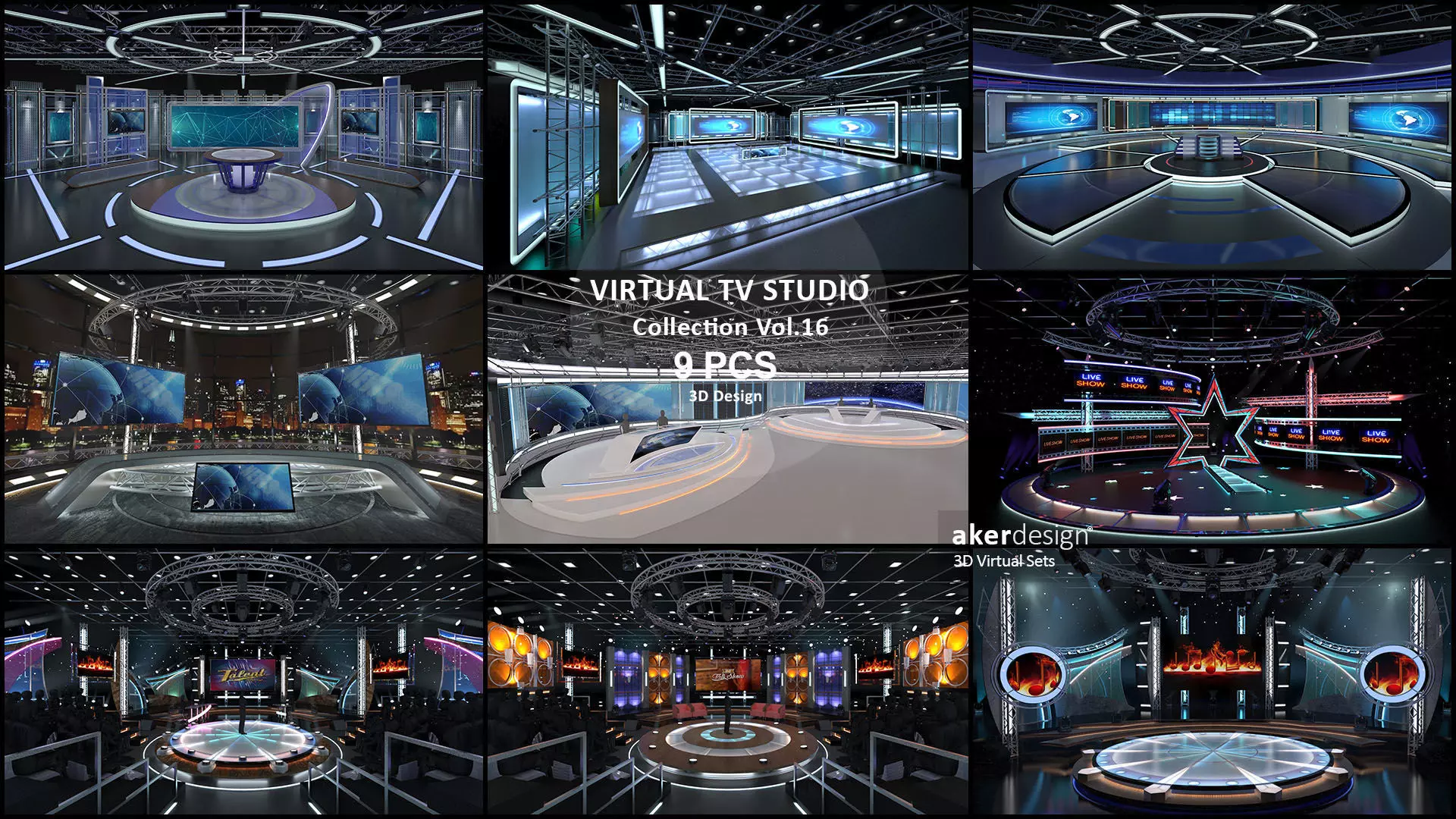 Virtual TV Studio Sets - Collection Vol 16 - 9 PCS DESIGN _0