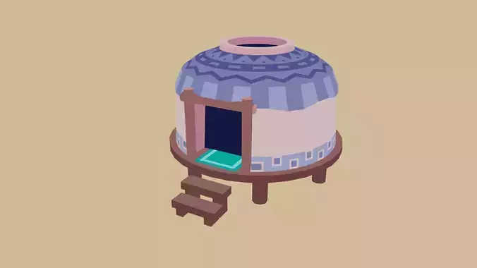 Low-poly yurt - 2 versions with extra 