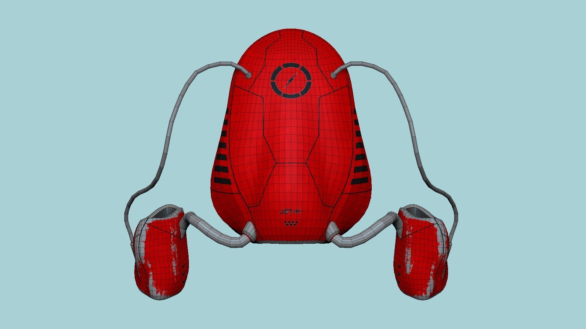 Jetpack H04 Red Black - SciFi Character Design Low-poly 3D model_6