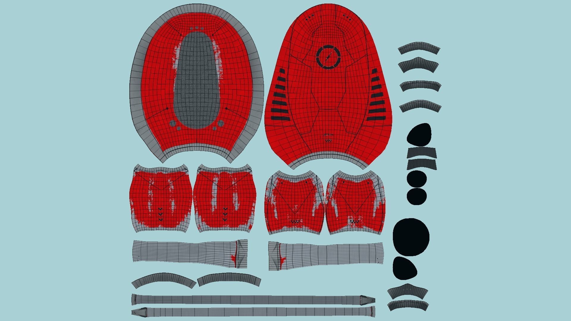 Jetpack H04 Red Black - SciFi Character Design Low-poly 3D model_5