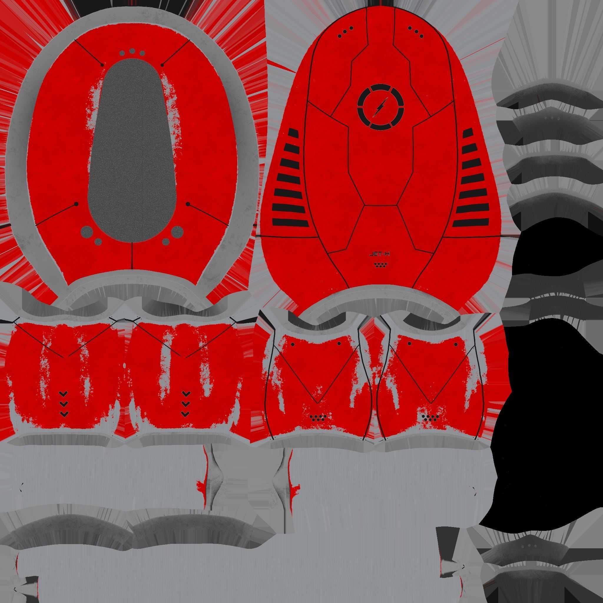 Jetpack H04 Red Black - SciFi Character Design Low-poly 3D model_20