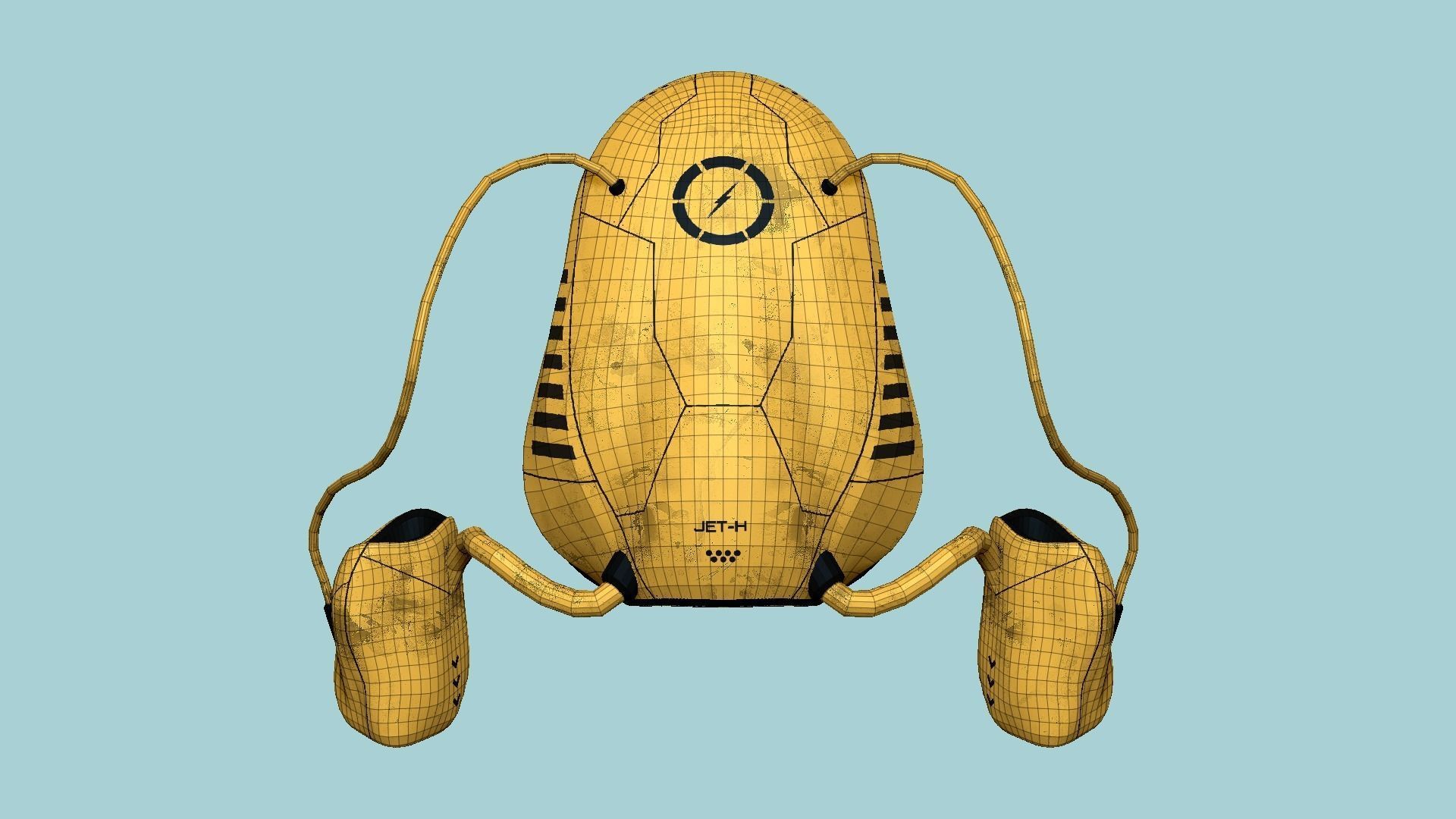 Jetpack H05 Yellow Black - SciFi Character Design Low-poly 3D model_6