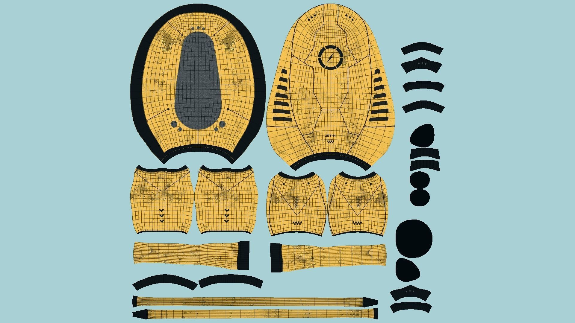 Jetpack H05 Yellow Black - SciFi Character Design Low-poly 3D model_5