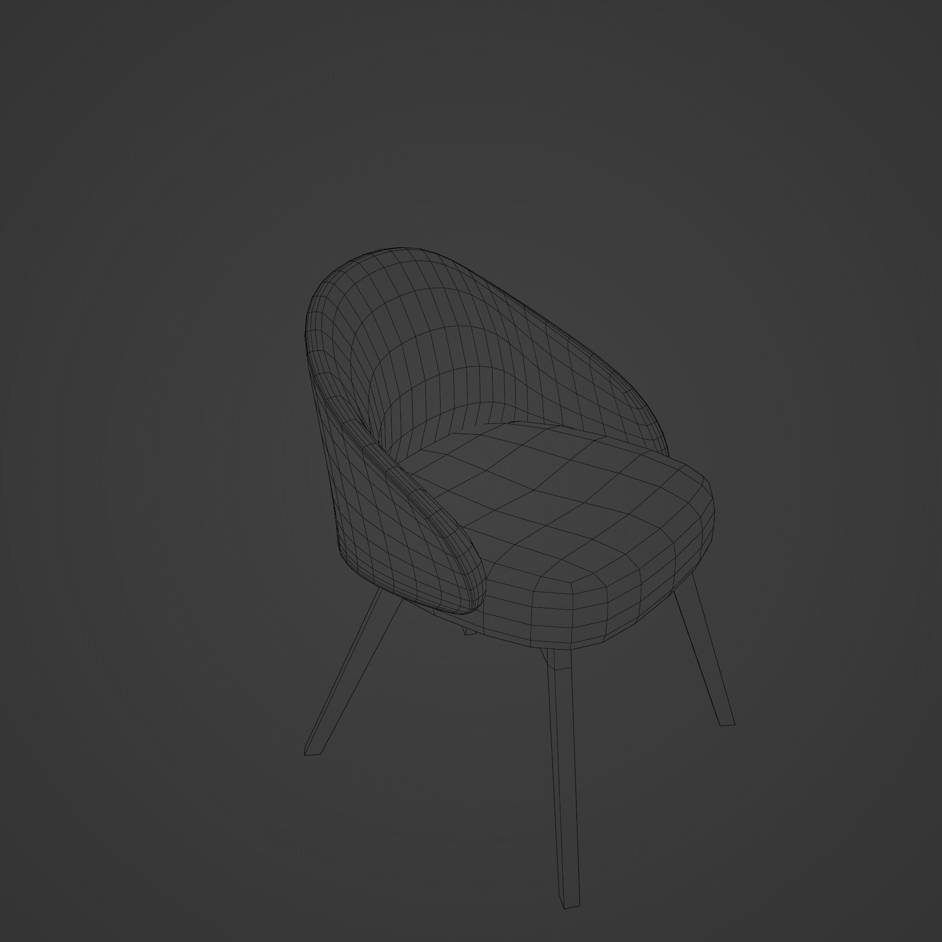 Chair 3 Low-poly 3D model_4