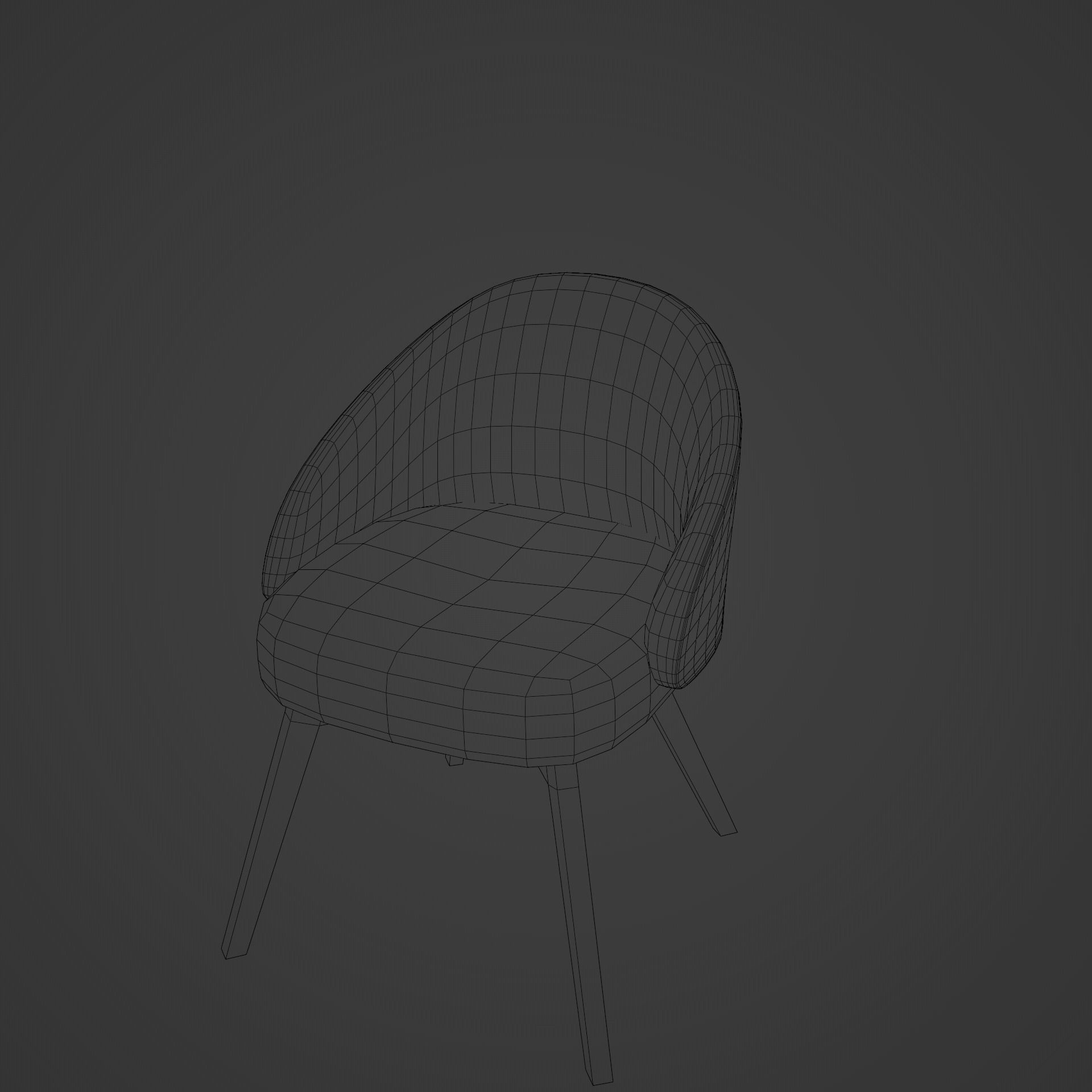 Chair 3 Low-poly 3D model_3