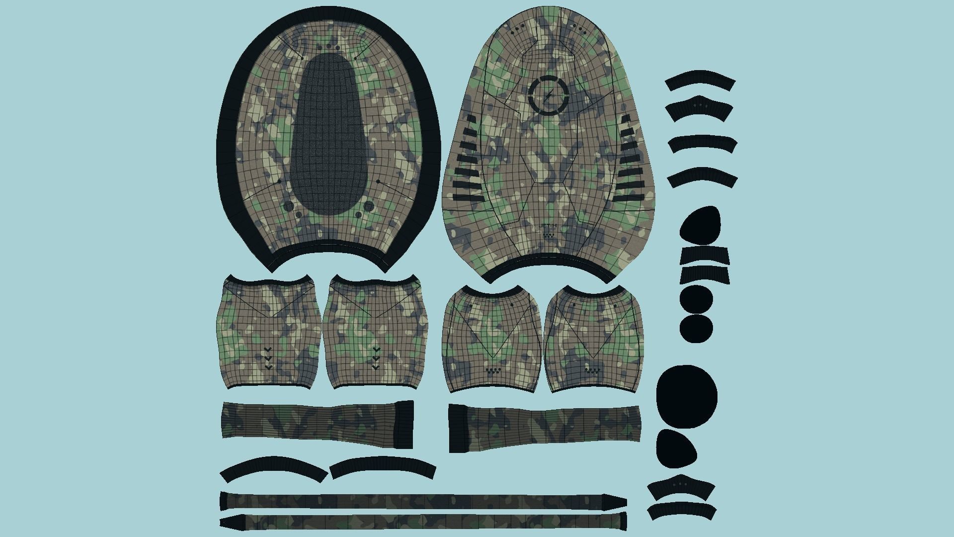 Jetpack H08 Green Camouflage - SciFi Character Design Low-poly 3D model_5