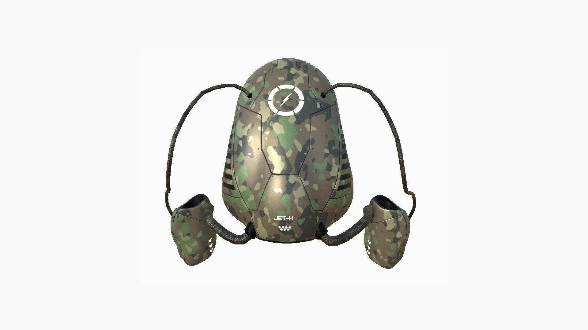 Jetpack H08 Green Camouflage - SciFi Character Design Low-poly 3D model_1