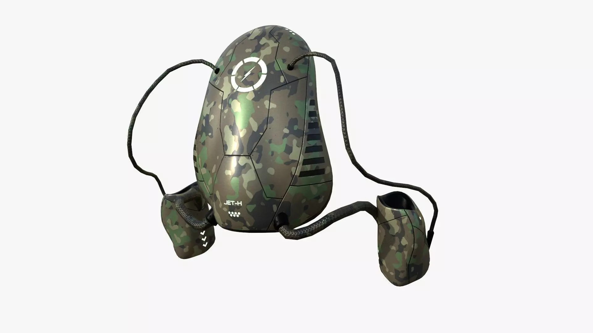 Jetpack H08 Green Camouflage - SciFi Character Design Low-poly 3D model_0
