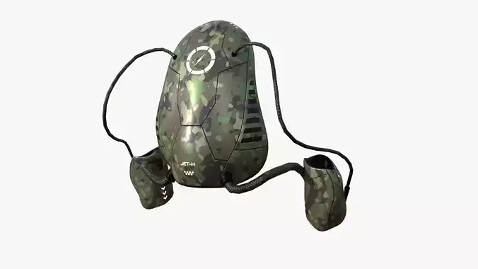 Jetpack H08 Green Camouflage - SciFi Character Design Low-poly 3D model