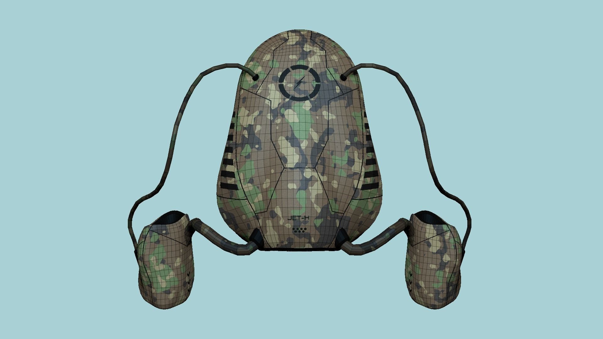 Jetpack H08 Green Camouflage - SciFi Character Design Low-poly 3D model_6