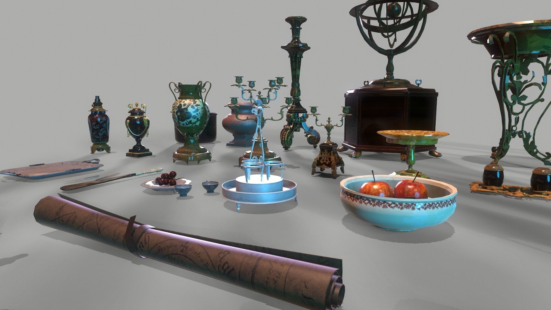 64 vintage props for home Low-poly 3D model_5