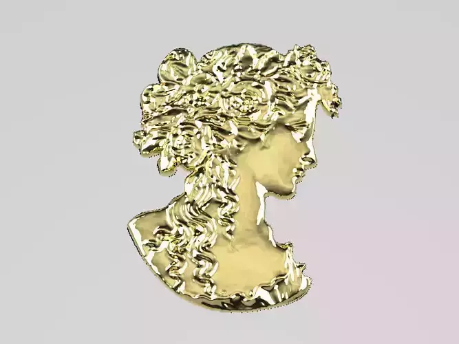 cameo gold plated bust of woman 3D print model
