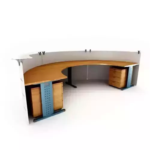 Receptionist Desk With Curved Wood