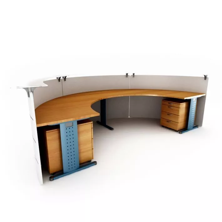 Receptionist Desk With Curved Wood 3D model