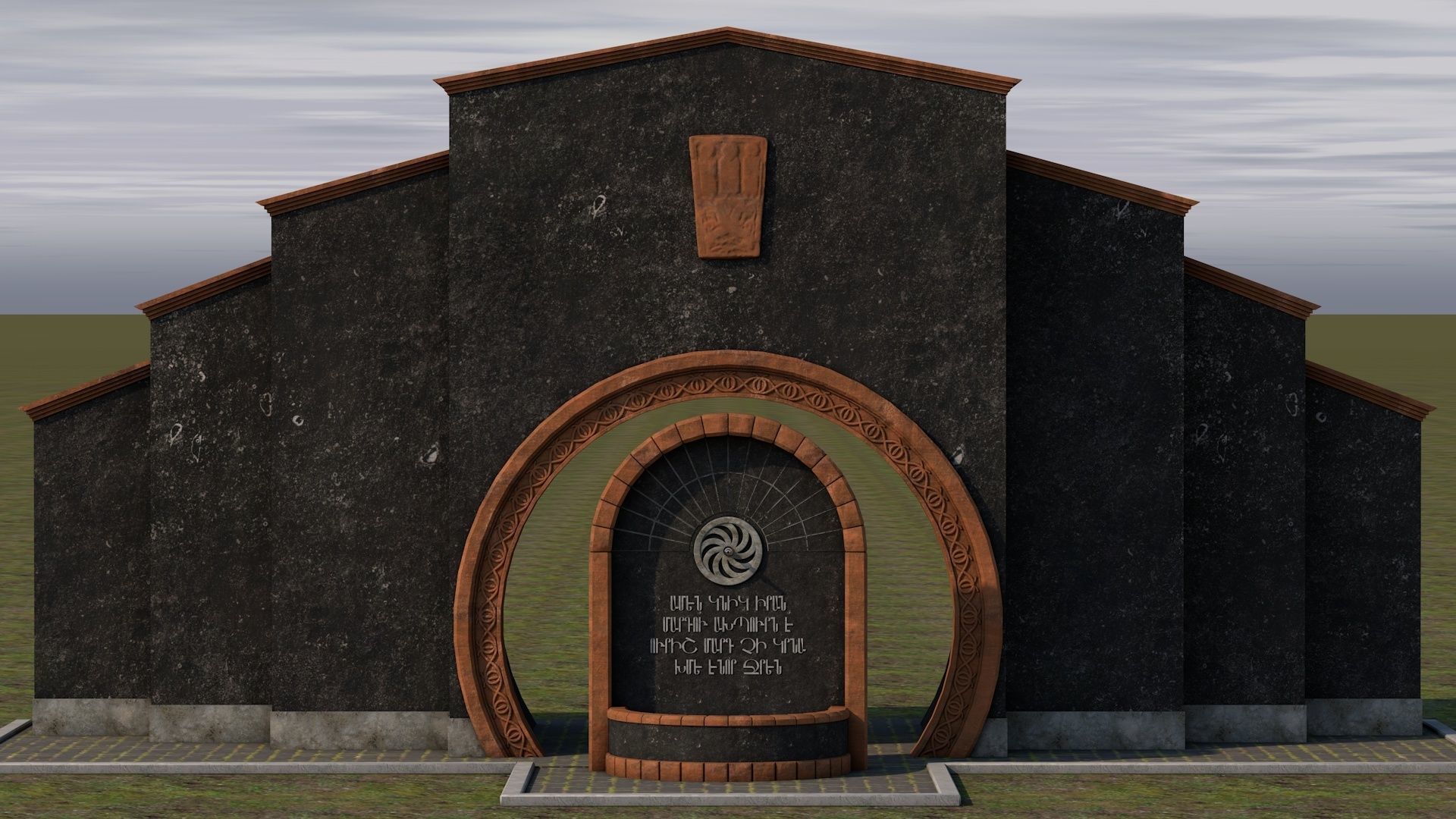 Memorial fountain  Low-poly 3D model_5