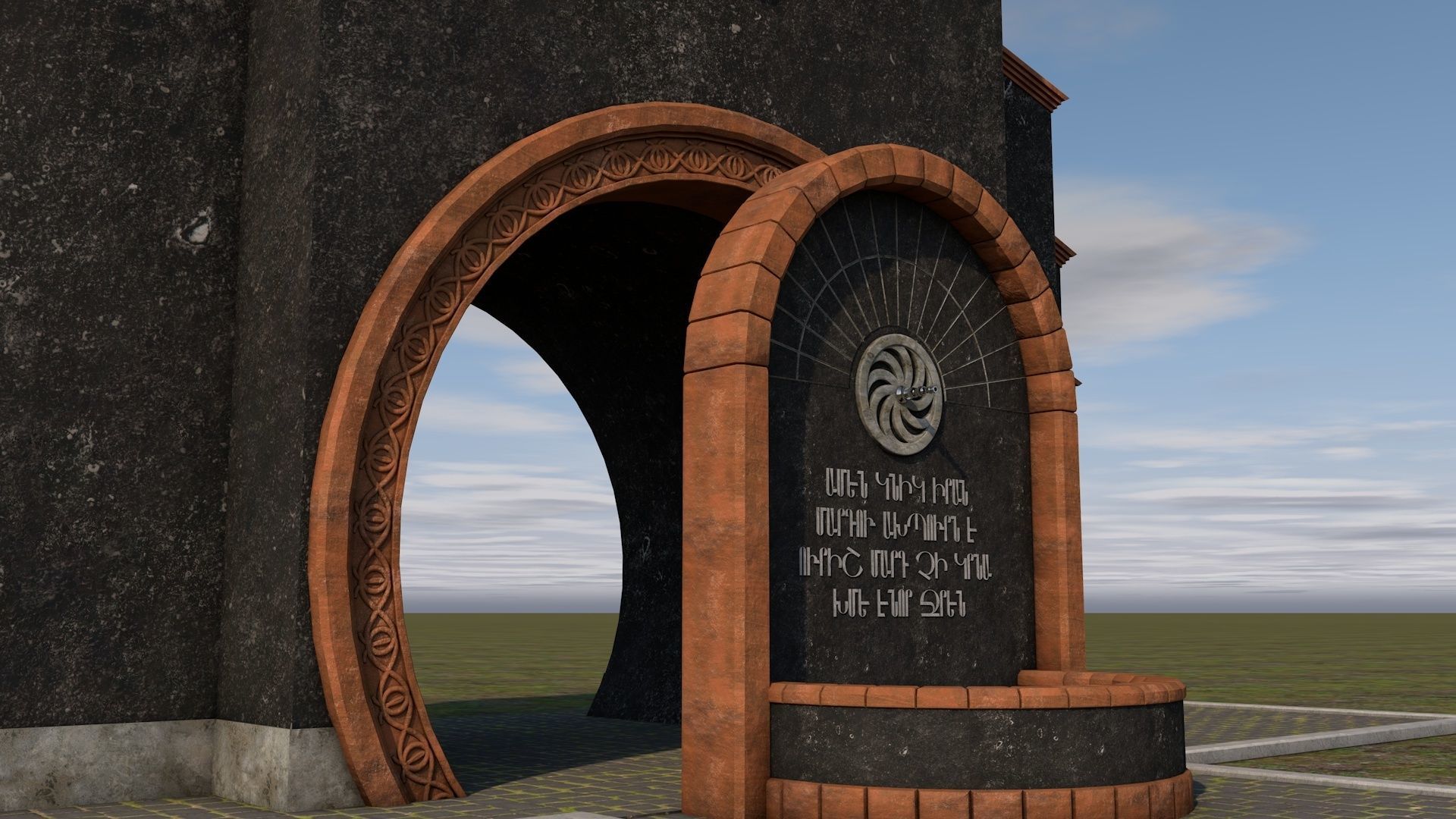 Memorial fountain  Low-poly 3D model_3